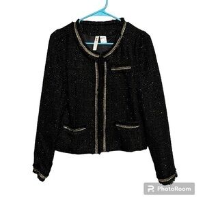 Alice Moon by Moon Collection Black Sparkle Tweed Blazer Jacket Size Medium